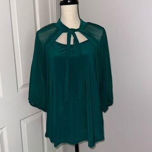 NWT! Atelier 29 Sheer Sleeve Blouse/Top with Tie Detail